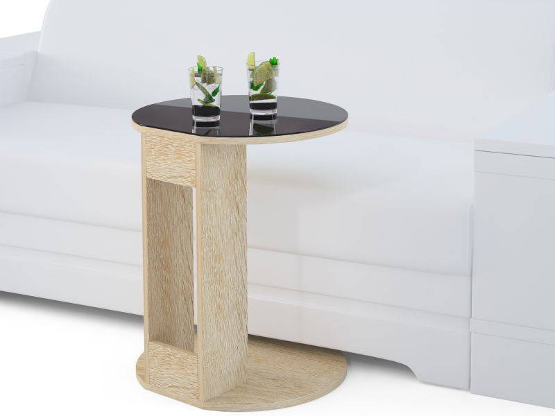 стол журнальный beautystyle 15 сонома/стекло черное в Нижневартовске