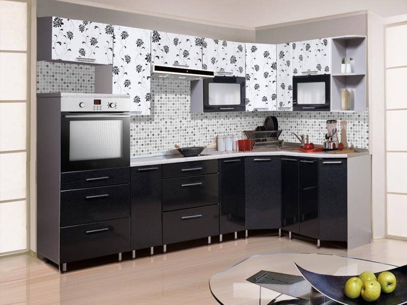 черно-белая угловая кухня metrio д 2.4 в Нижневартовске