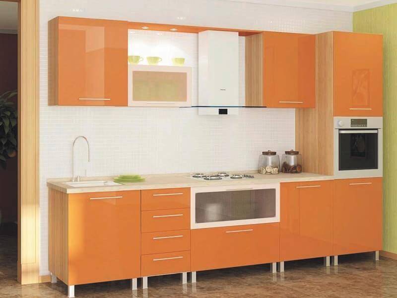 прямой кухонный гарнитур абрикос глянец пвх в Нижневартовске