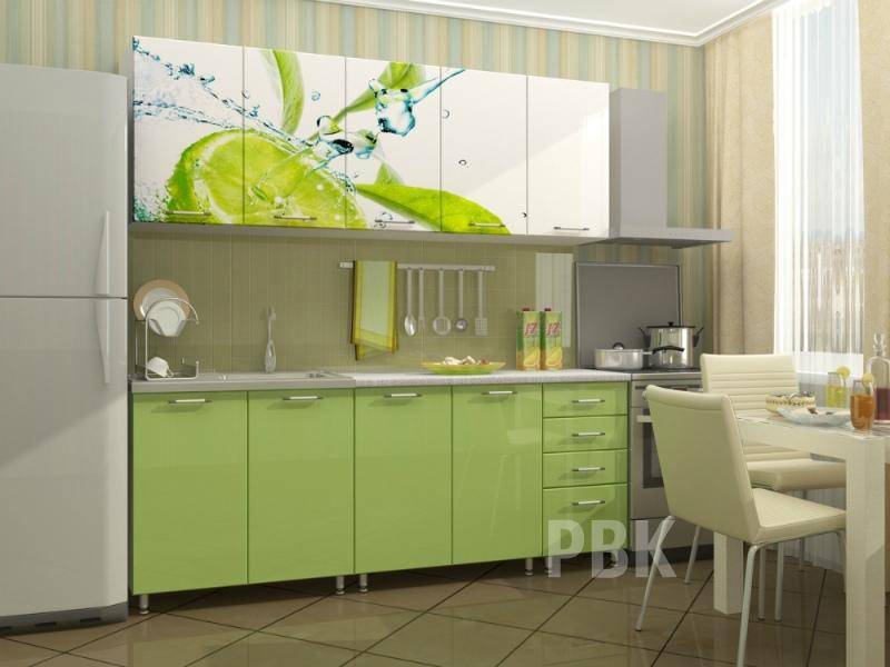 зеленая кухня с фотопечатью лайм мдф в Нижневартовске