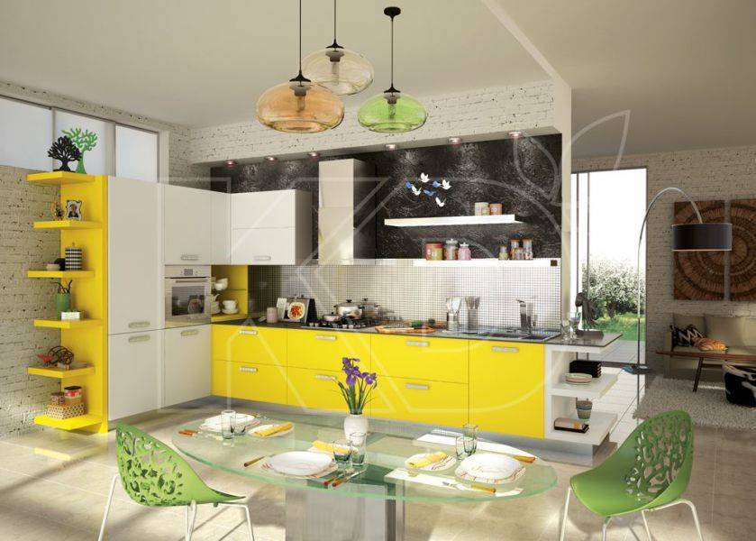 кухня фаворит-1 с желтым фасадом в Нижневартовске