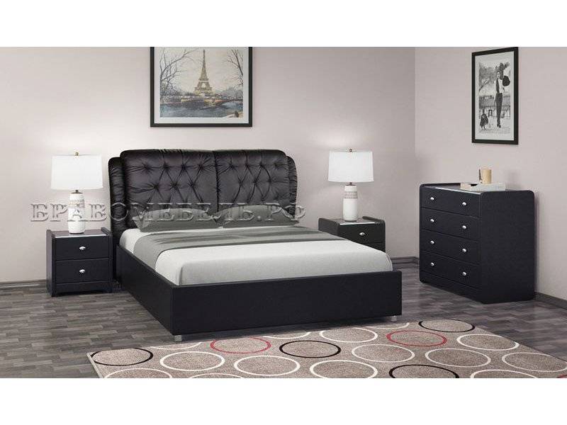 кровать монако из экокожи с мягким изголовьем в Нижневартовске