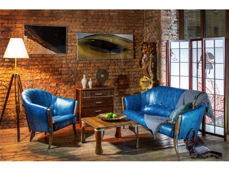 диван и кресло lima в ярко голубой коже в Нижневартовске