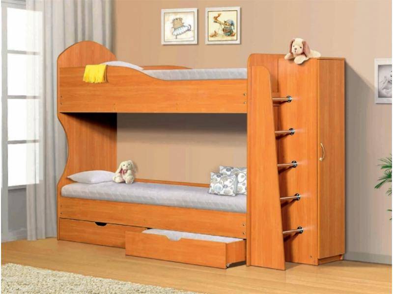 кровать 2-х ярусная с ящиками и шкафом в Нижневартовске