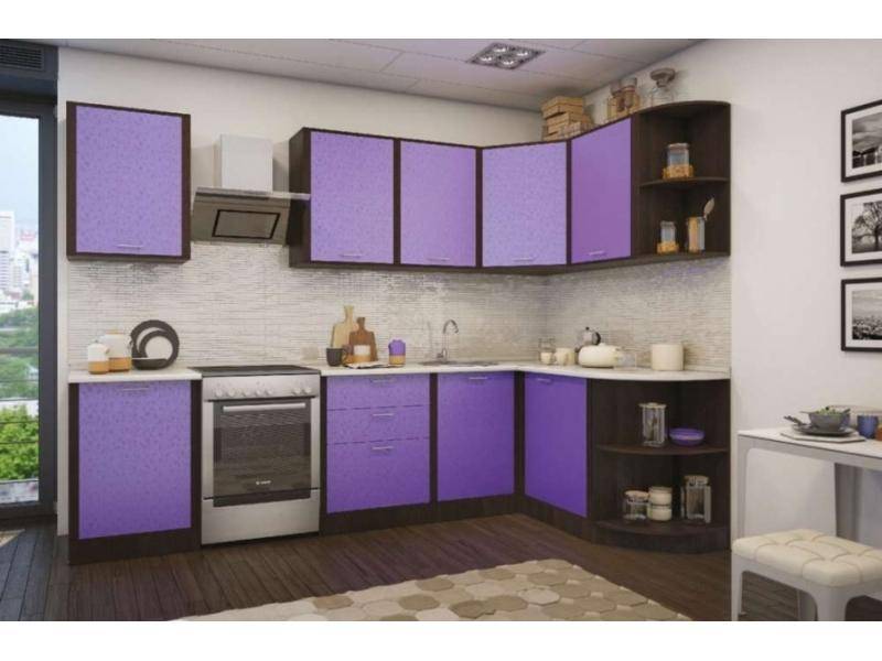 фиолетовая угловая кухня в Нижневартовске