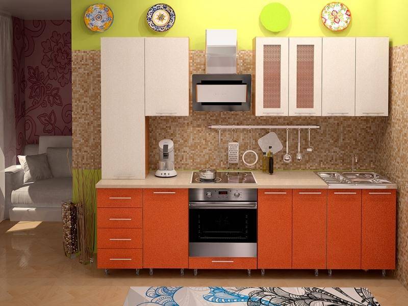 прямая кухня в оранжевом цвете metrio д 2.3 в Нижневартовске