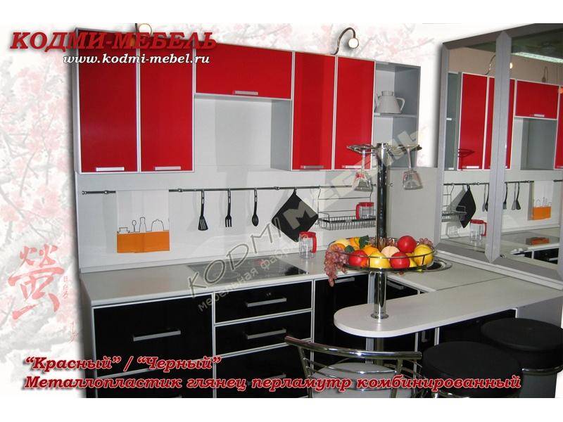 кухонный гарнитур угловой красный-черный в Нижневартовске