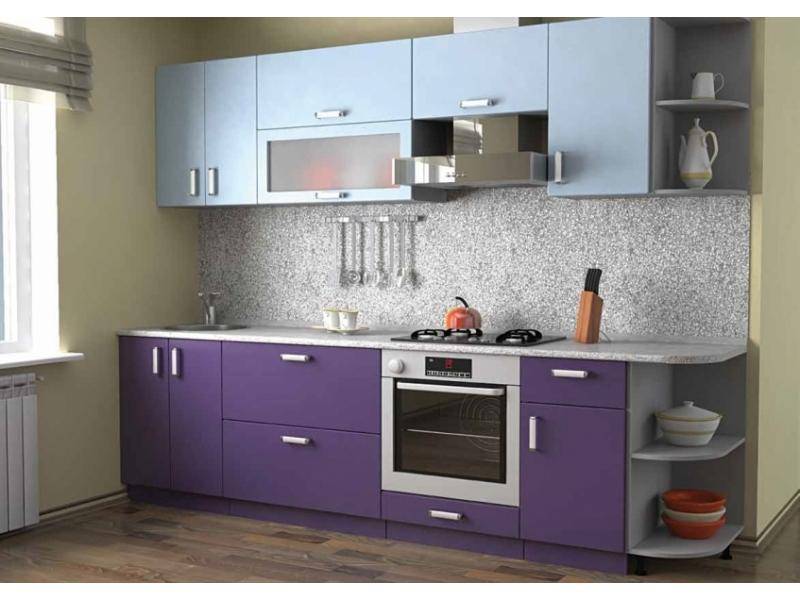 фиолетовая прямая кухня в Нижневартовске