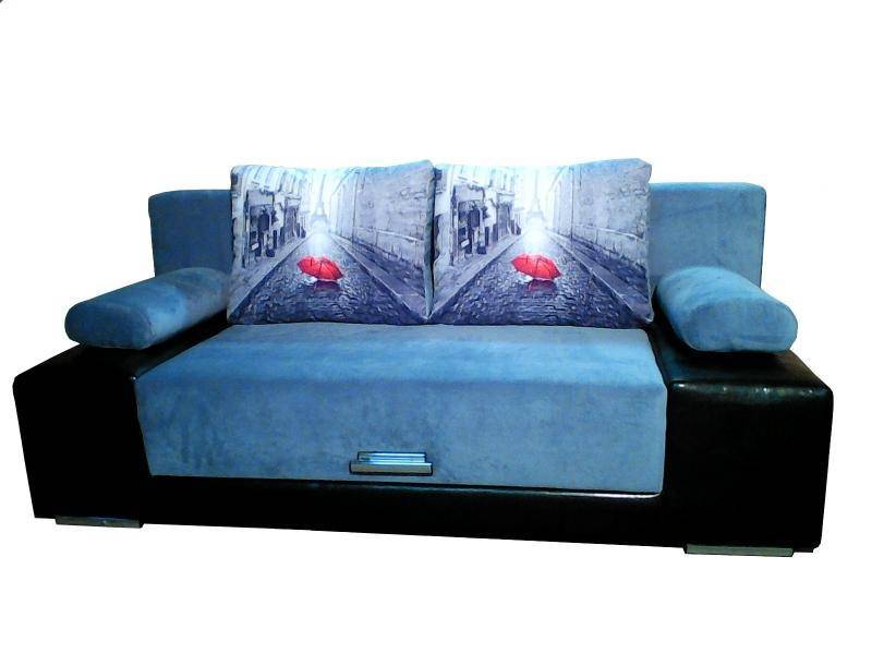 голубой прямой диван с фотопринтом в Нижневартовске