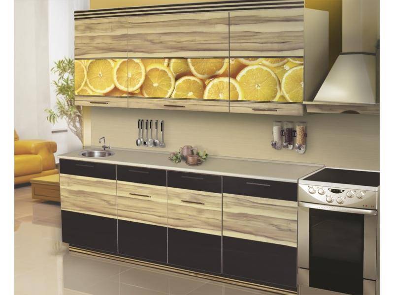 кухня прямая с фотопечатью сочные лимоны в Нижневартовске