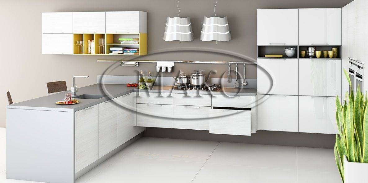 кухня белый глянец с островом в Нижневартовске