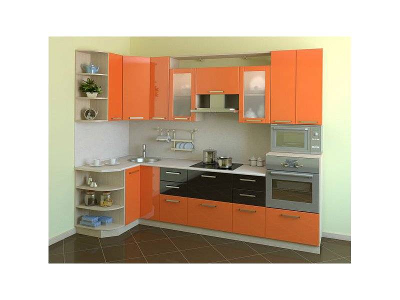 оранжевая угловая кухня малика в Нижневартовске