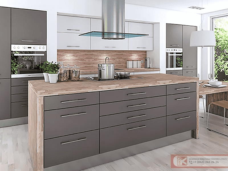 кухня хайтек белая и серая в Нижневартовске