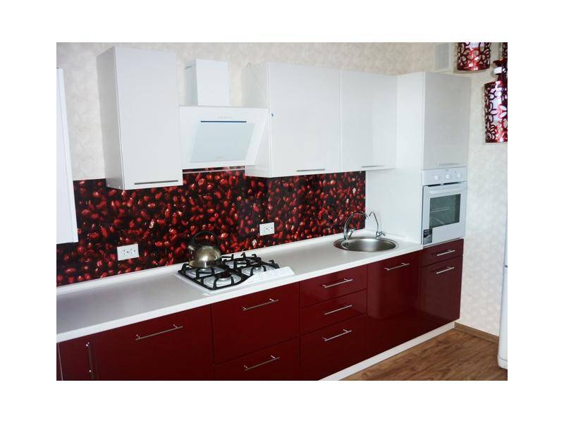 прямая кухня мдф панель гранат в Нижневартовске