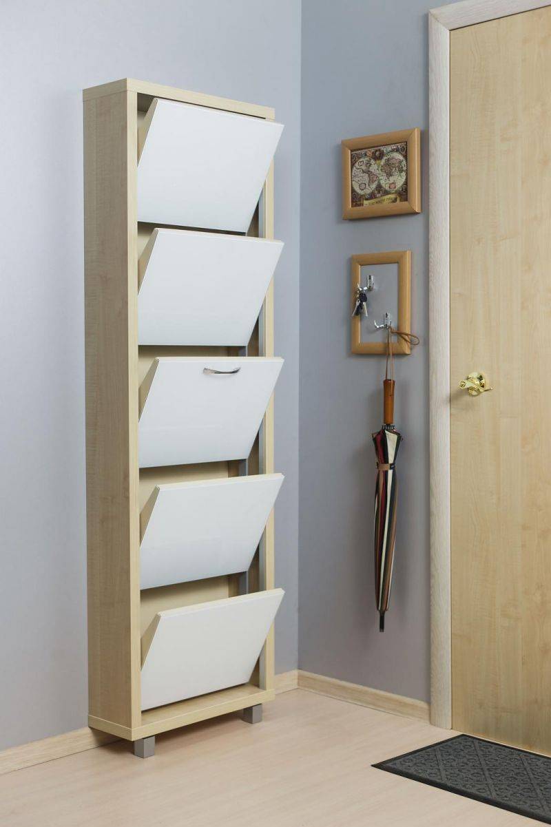 обувной шкаф 5-ти секционный люкс стекло белое в Нижневартовске