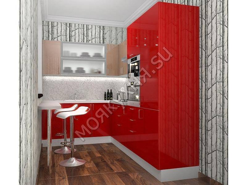 красная угловая кухня в Нижневартовске