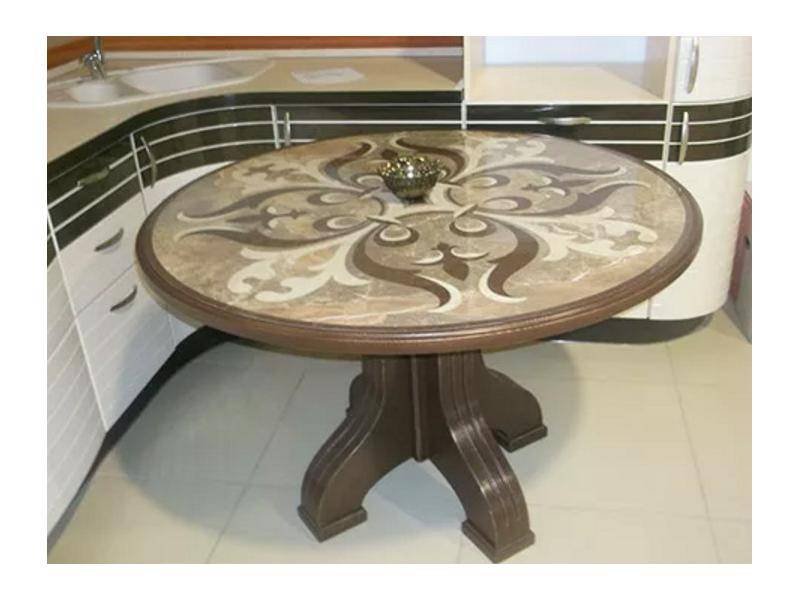 стол круглый (массив сосны, керамогранит) в Нижневартовске