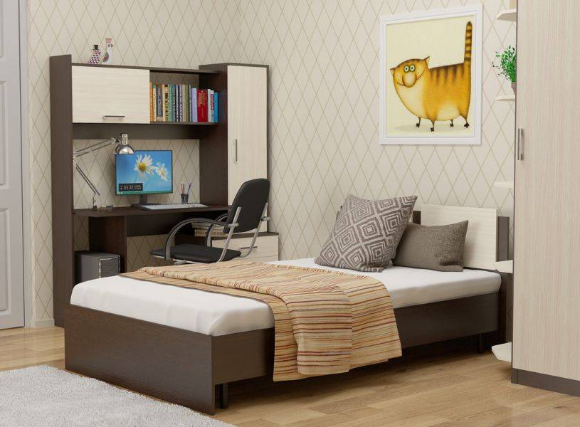 спальный гарнитур для подростка (кровать танго 120, стол рубин) в Нижневартовске