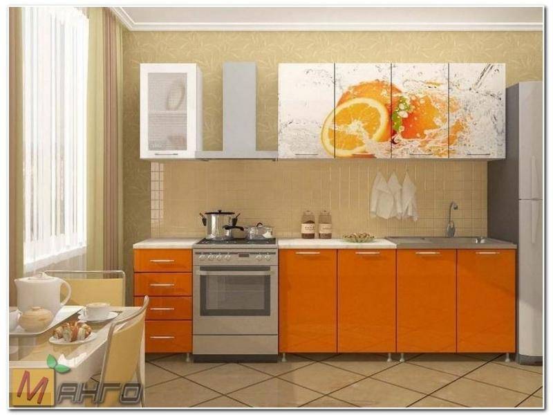 прямая кухня апельсин-2 с фотопечатью в Нижневартовске