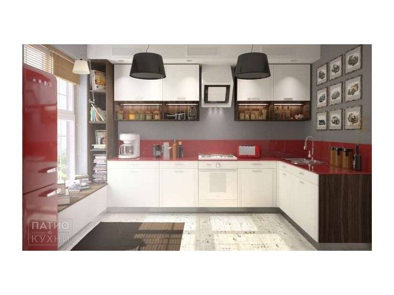 кухня celeste островная (бело-красная) в Нижневартовске