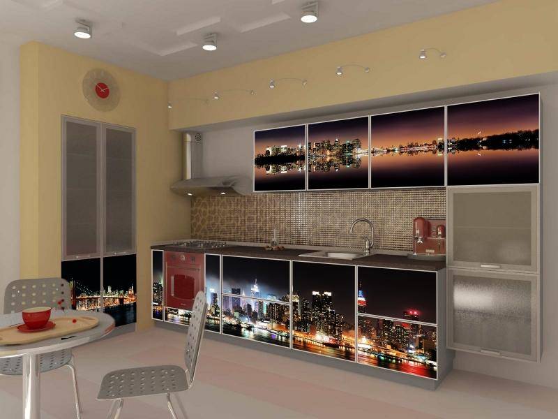 прямая кухня с фотопечатью new york цветной в Нижневартовске