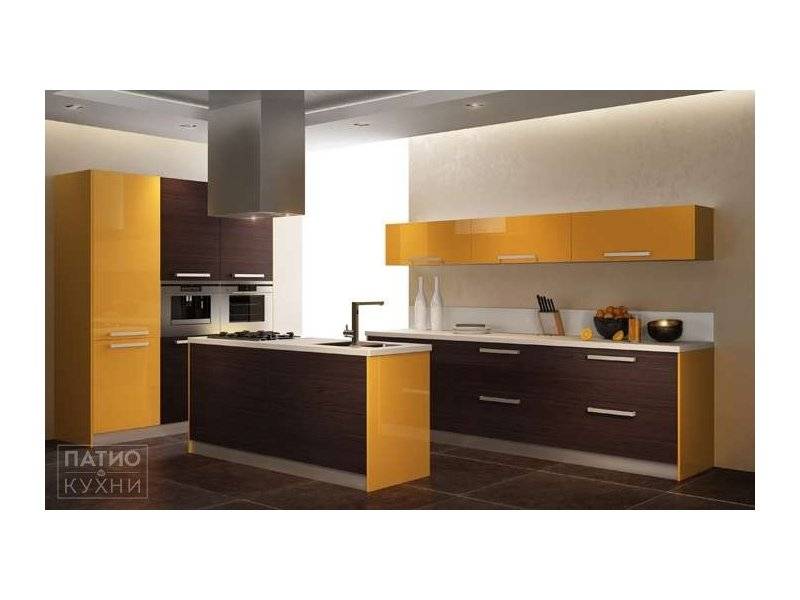 кухня sollievo островная (глянцевая, оранжево-коричневая) в Нижневартовске
