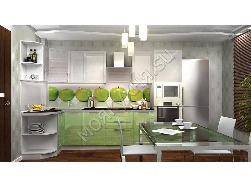 кухня мдф с фрезеровкой каприччо - белый глянец/салат металлик в Нижневартовске