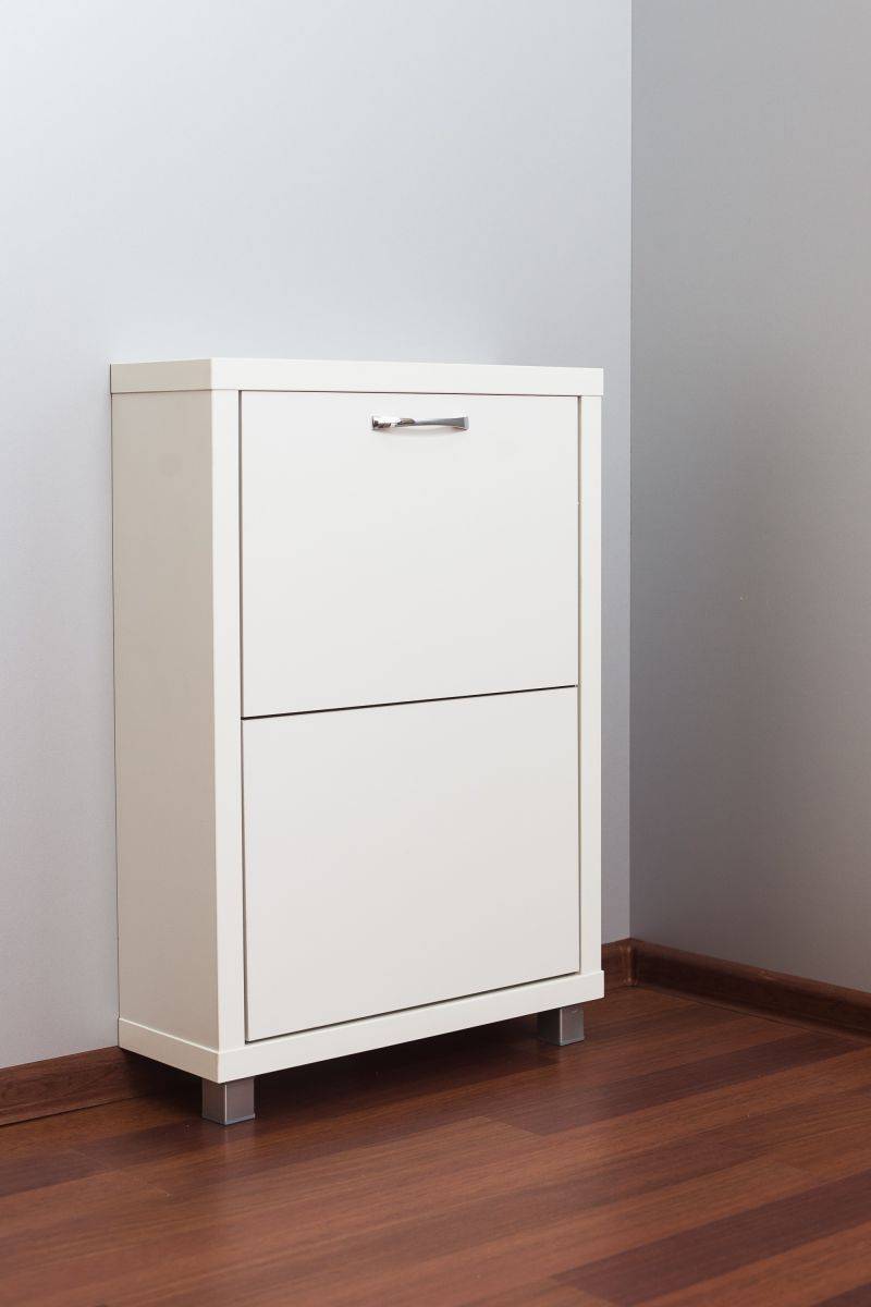 обувной шкаф 2-х секционный люкс белое стекло в Нижневартовске