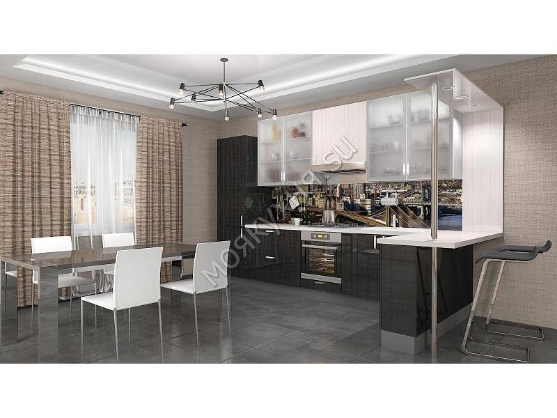 угловая кухня с баром в Нижневартовске