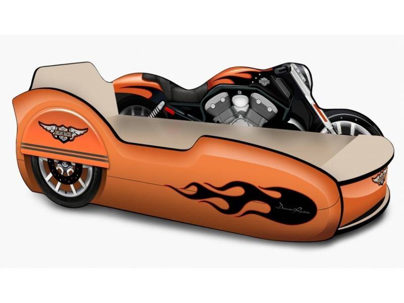 кровать - мотоцикл с коляской харли оранжевый в Нижневартовске