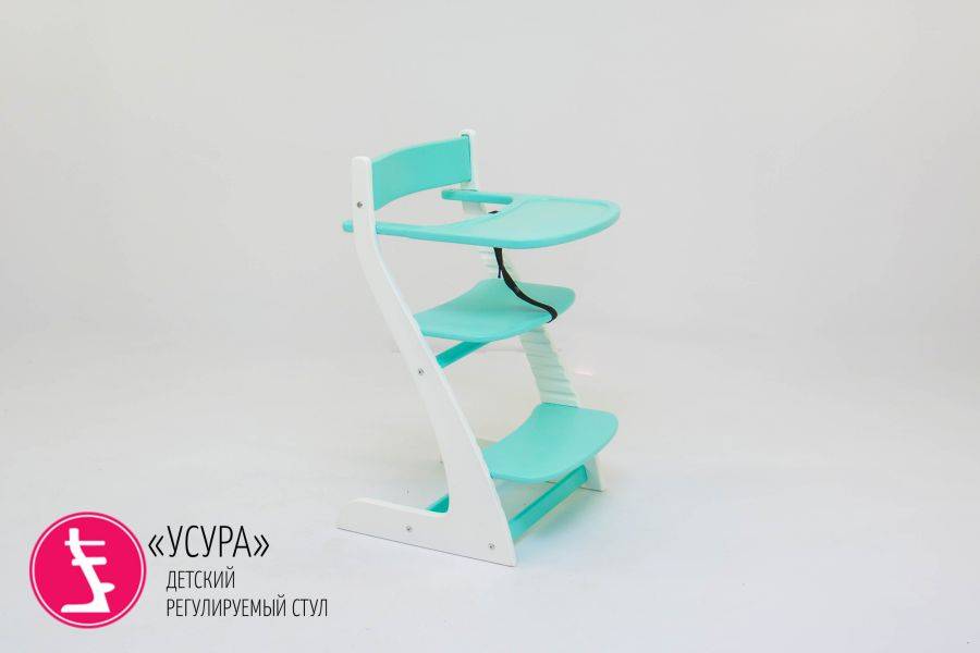 детский растущий регулируемый стул усура белый-мятный в Нижневартовске