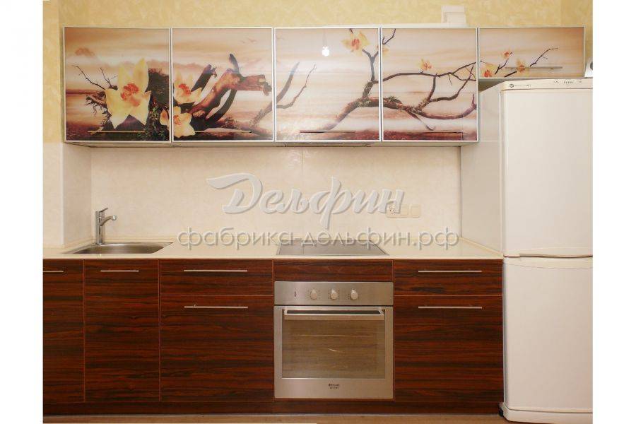 прямая кухня с фотопечатью в Нижневартовске