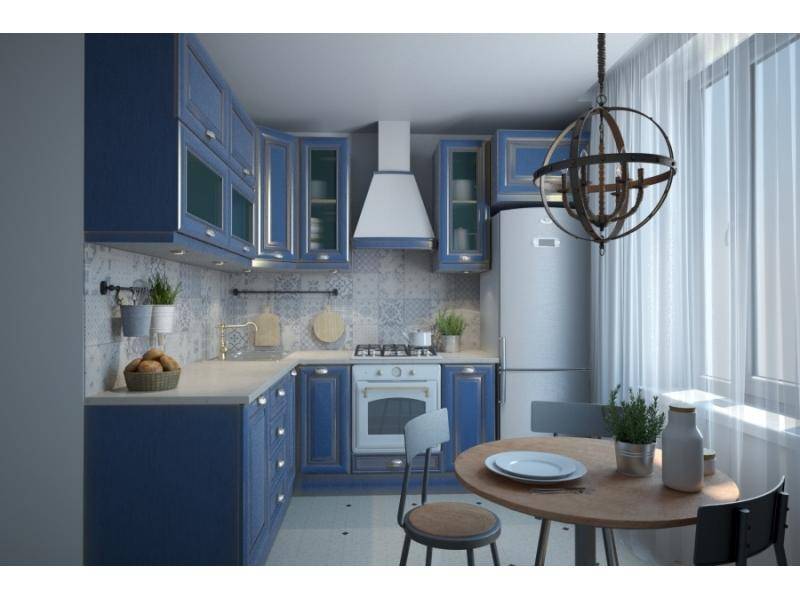синяя угловая кухня в Нижневартовске