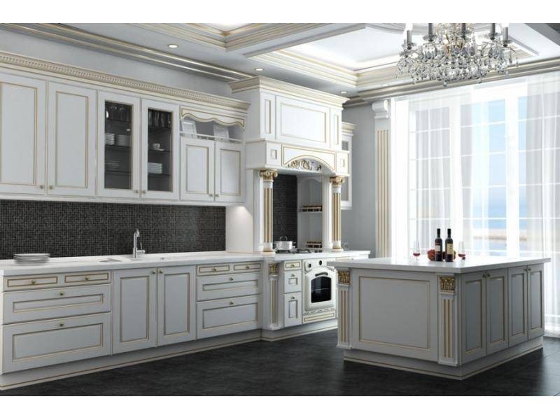 кухонный гарнитур чезаре жемчужная с островком в Нижневартовске