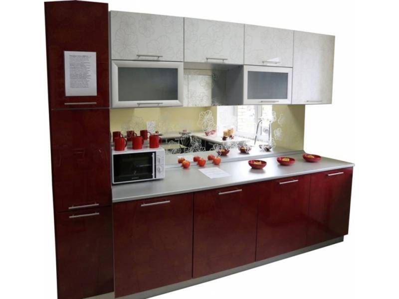 кухня прямая белый красный цветок в Нижневартовске