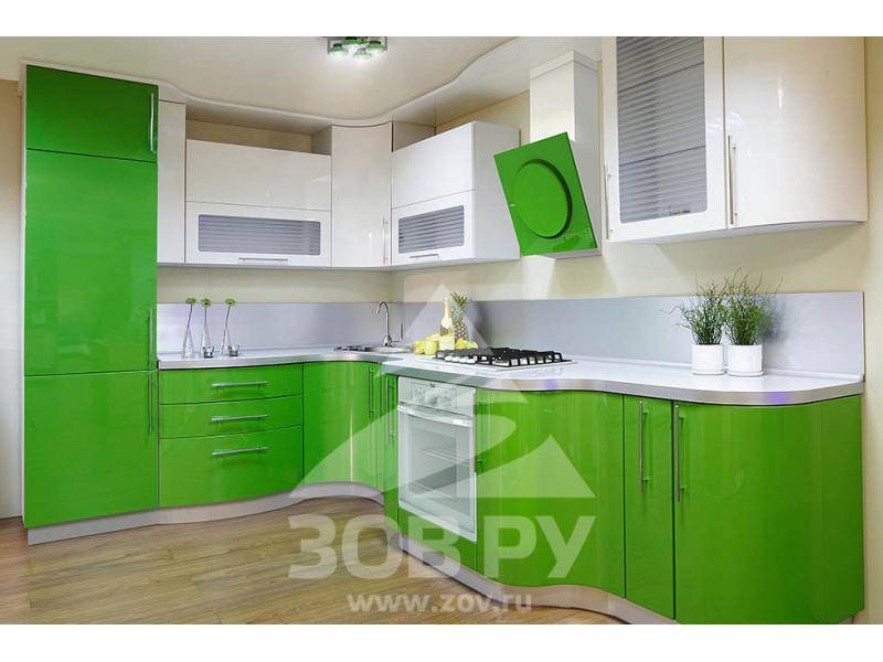 кухонный гарнитур мдф крашенный зелено-белый в Нижневартовске