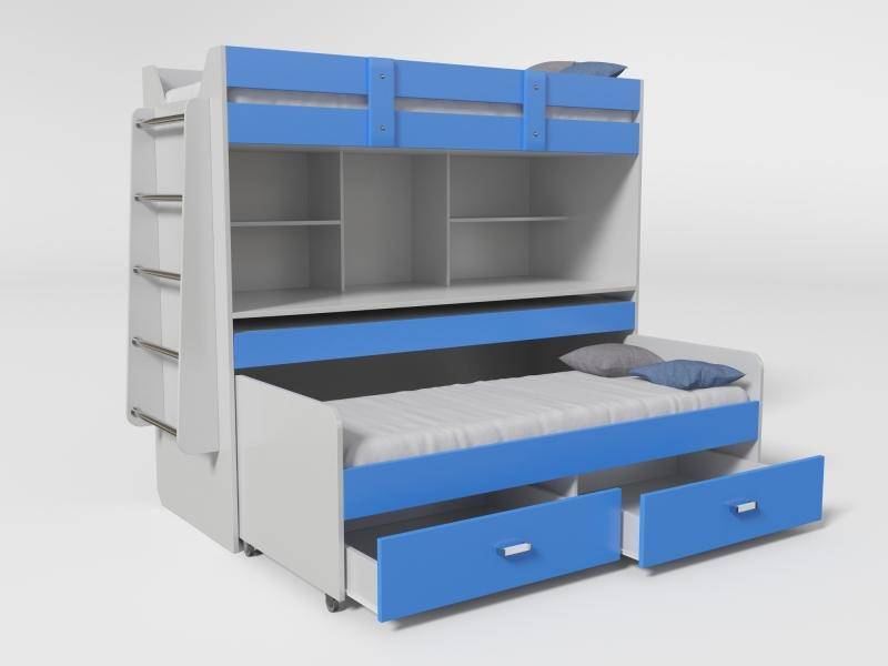 синяя двухъярусная кровать с ящиками в Нижневартовске