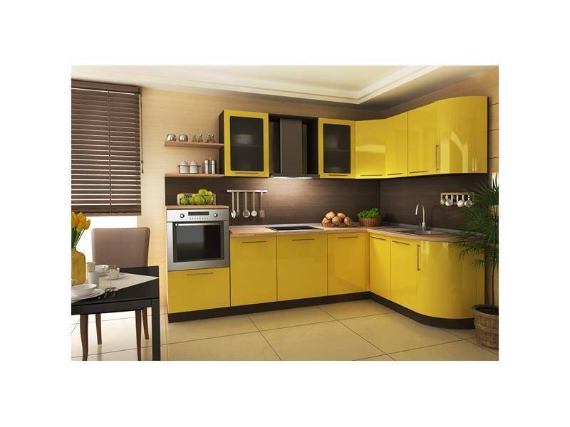 угловая кухня мдф с гнутыми фасадами в Нижневартовске