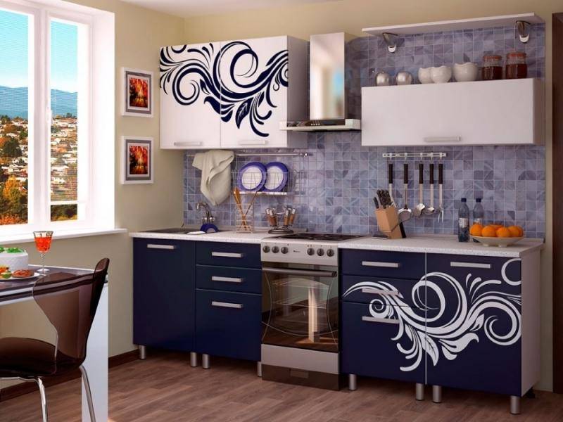 кухня с фотопечатью индиго в Нижневартовске