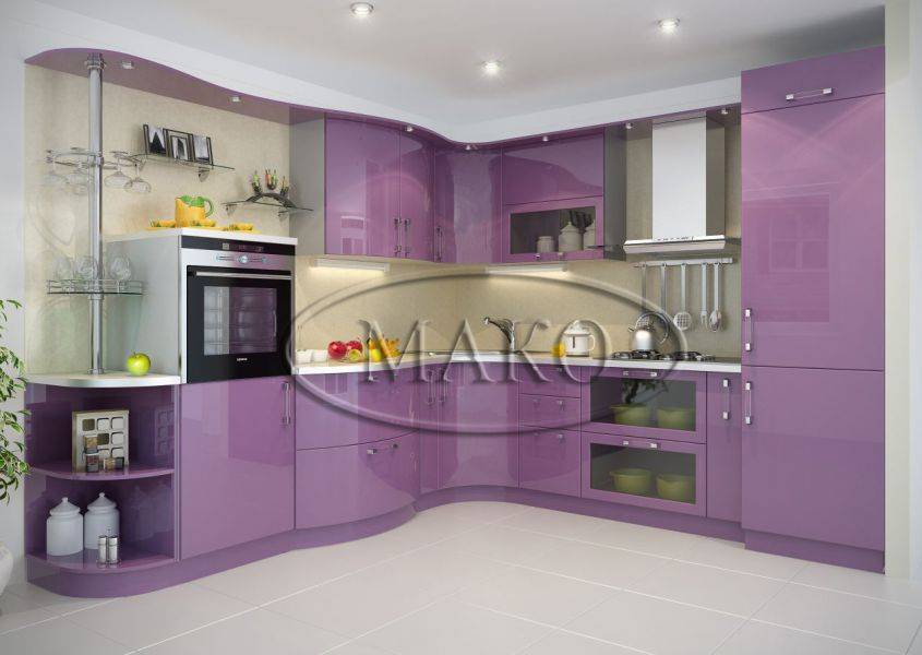 угловая сиреневая кухня в Нижневартовске