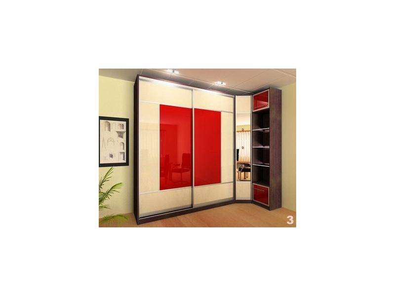 угловой шкаф-купе с яркой вставкой в Нижневартовске