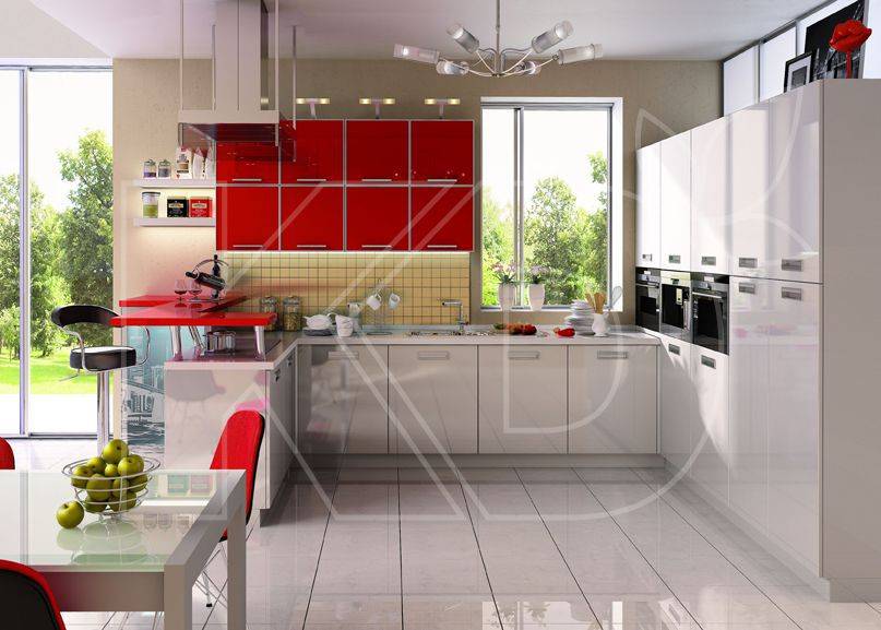 красно-белая кухня голди в Нижневартовске