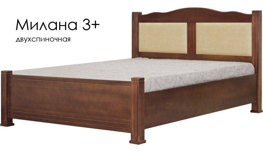 кровать милана 3+ из массива сосны со вставками из экокожи в Нижневартовске
