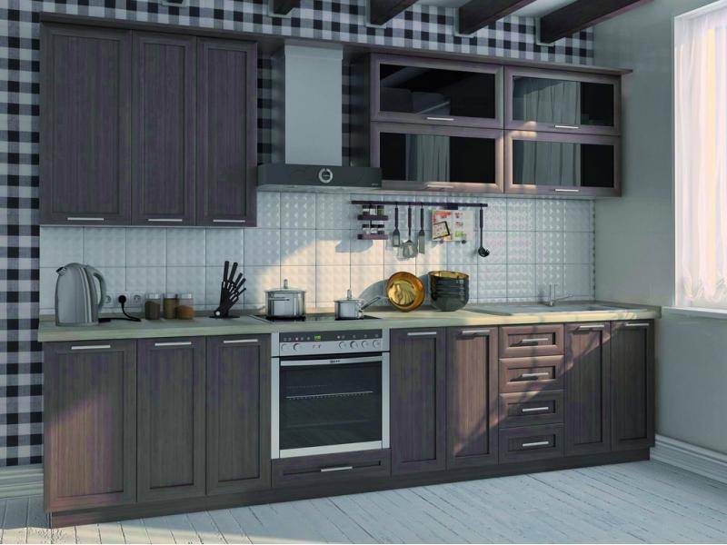 кухонный гарнитур прямой орех рамка в Нижневартовске