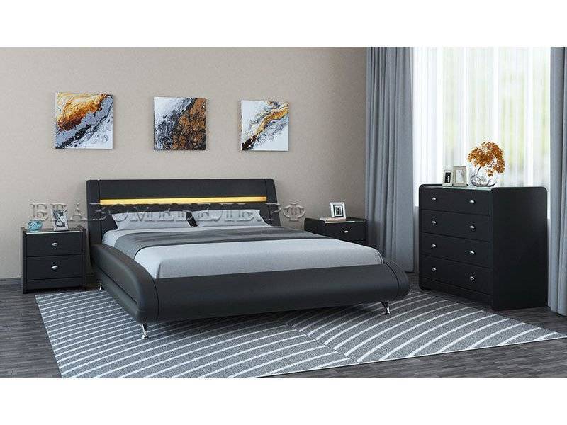 кровать тиффани из экокожи с мягким изголовьем в Нижневартовске