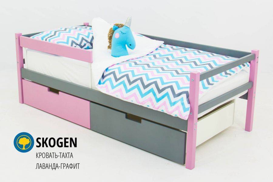 детская деревянная кровать-тахта бельмарко skogen лаванда-графит в Нижневартовске