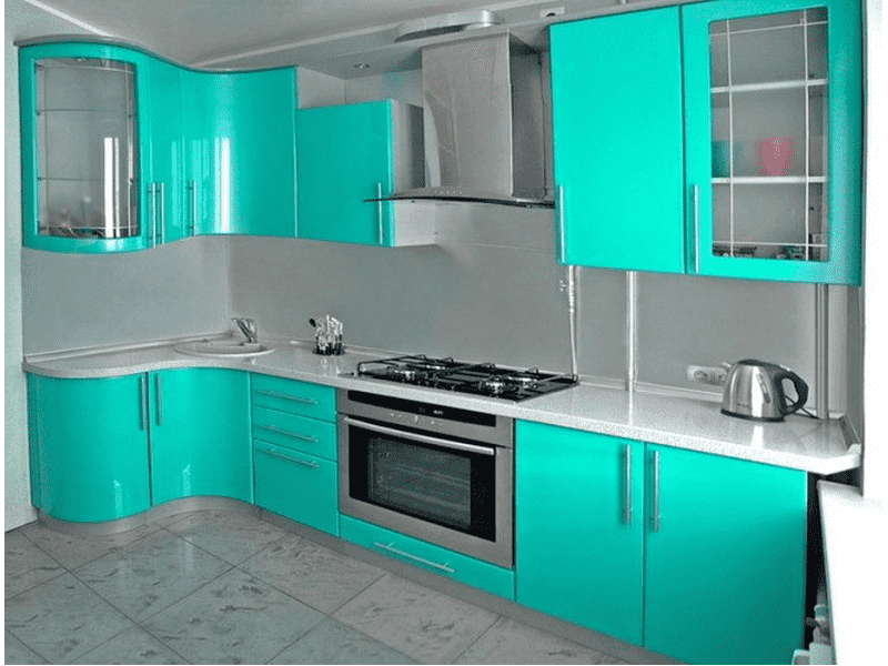 угловая бирюзовая кухня в Нижневартовске