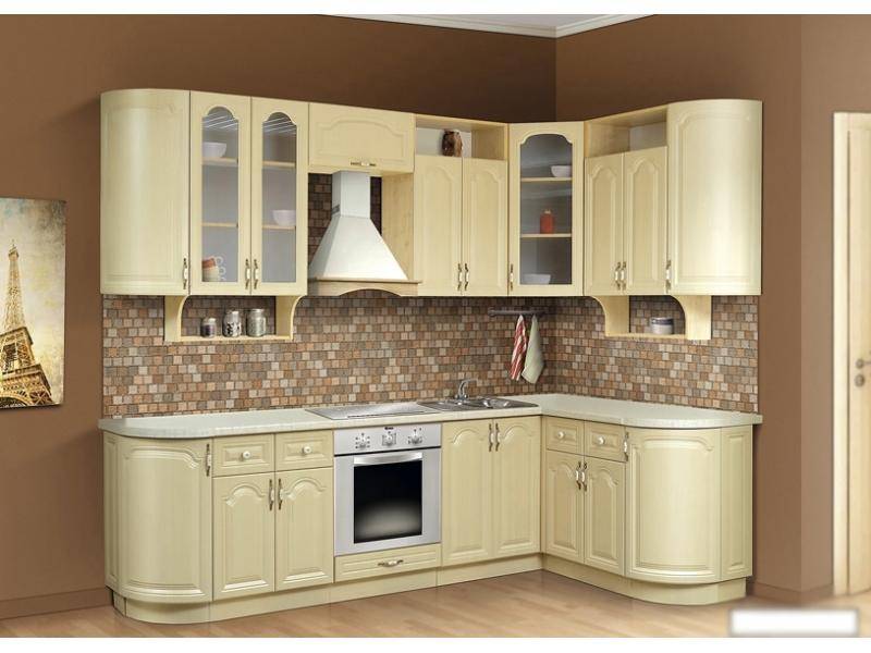 бежевая кухня ника с гнутыми фасадами в Нижневартовске