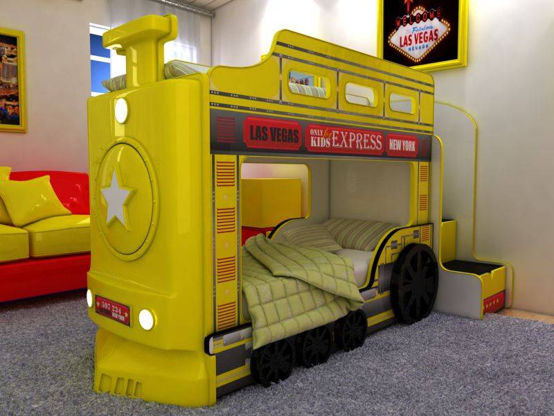 кровать двухъярусная паровоз желтый в Нижневартовске