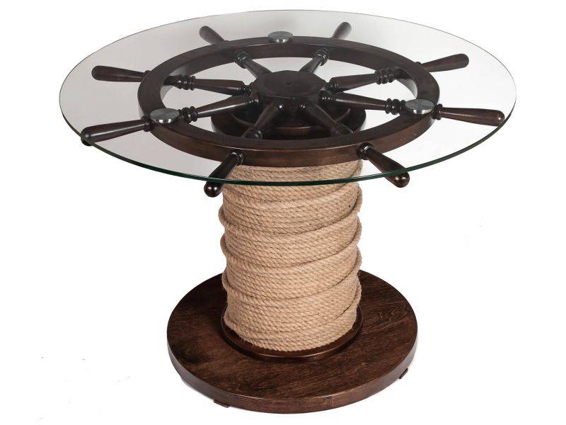 стол обеденный штурвал темно-коричневый/прозрачное в Нижневартовске